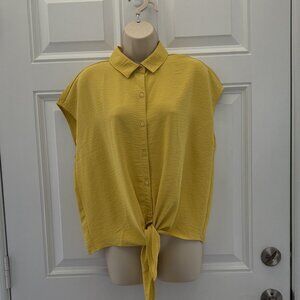 Mustard Tie Waist Top by Blousology